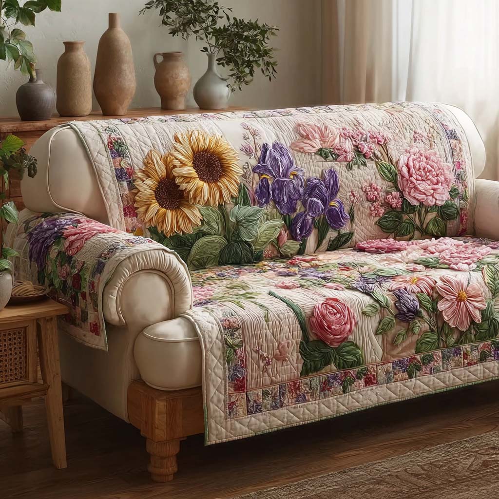 Infinite Flower Horizon Quilted Sofa Cover NCU0HNH930