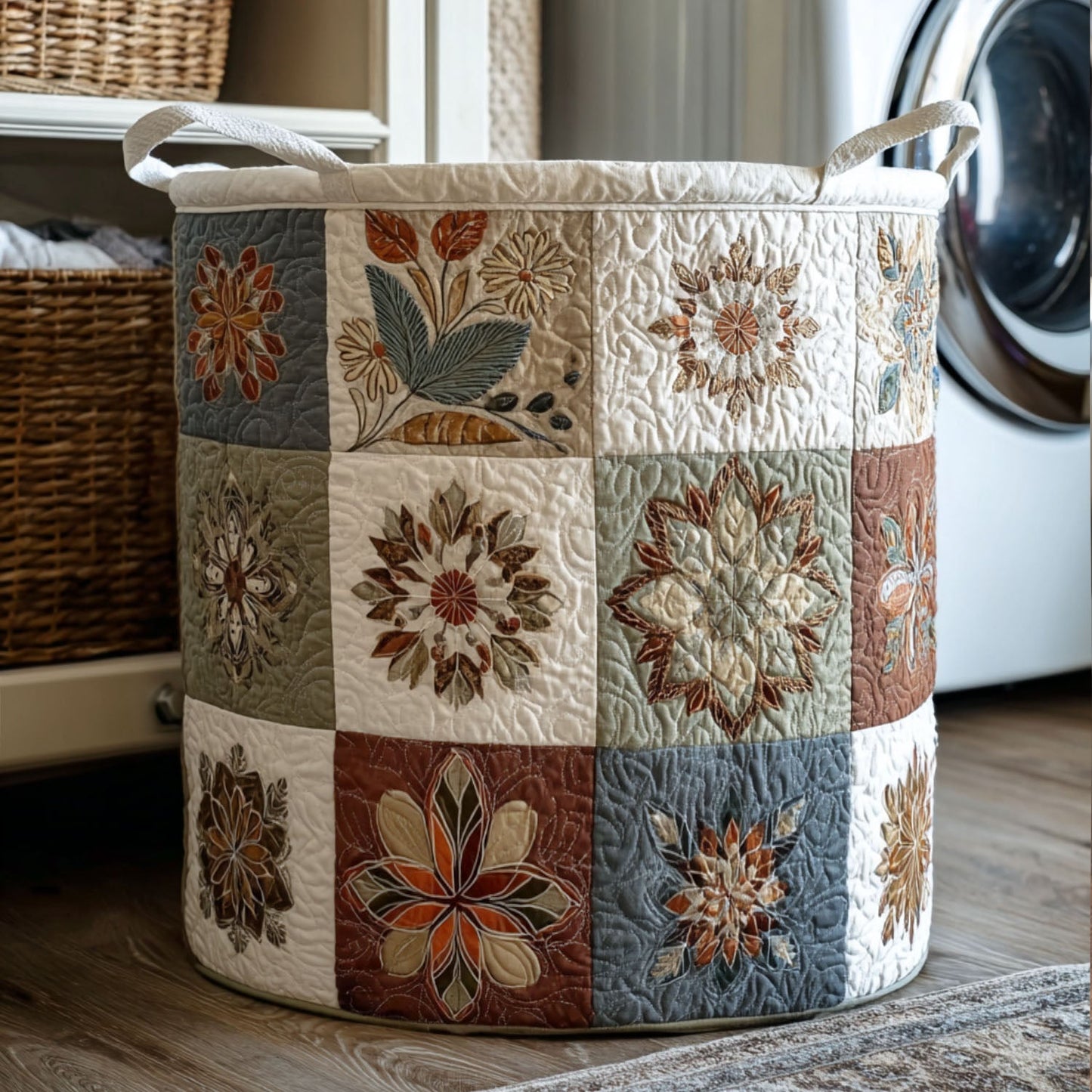 Infinity Bloom Quilted Laundry Basket NCU0PTT746
