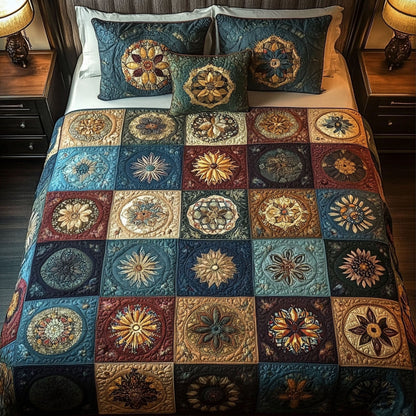Intricate Grid 3-Piece Quilted Bedding Set NCU0PTT566