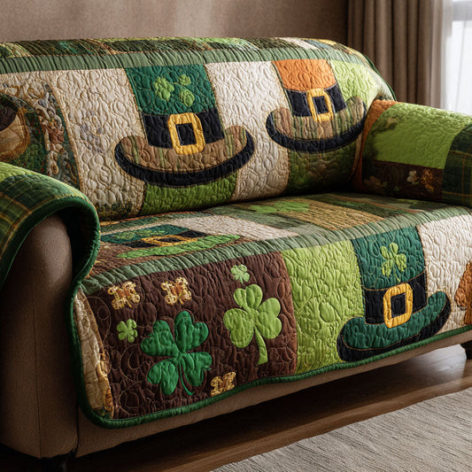 Irish Green Quilted Sofa Cover NCU0NTD1370