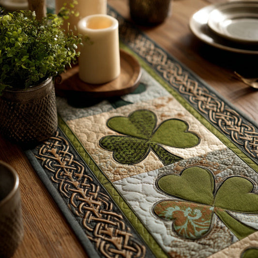 Irish Green Quilted Table Runner NCU0DV1831