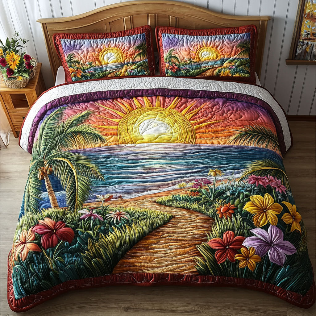 Island Bliss 3-Piece Quilted Bedding Set NCU0PTT225