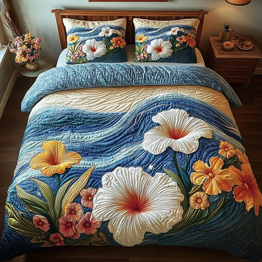 Island Bloom 3-Piece Quilted Bedding Set NCU0DV1962