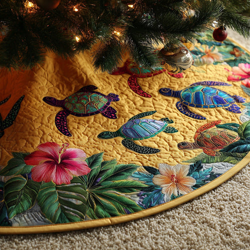 Island Bloom Christmas Quilted Tree Skirt NCU0PVL749