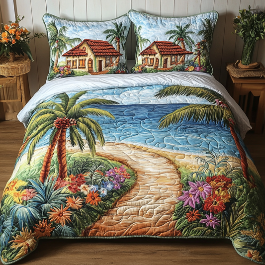 Island Blooms 3-Piece Quilted Bedding Set NCU0NVH463