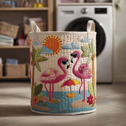 Island Flamingo Quilted Laundry Basket NCU0HNH094