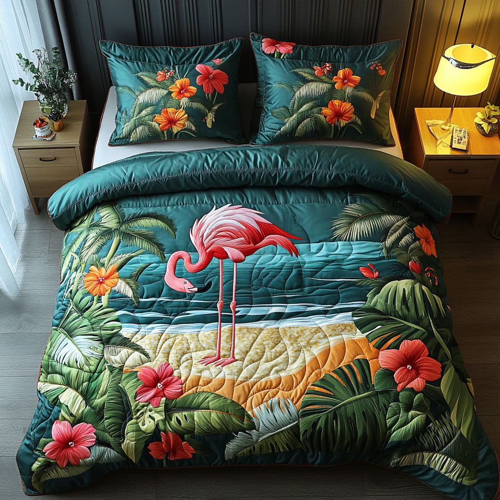 Island Vibes Flamingo Duvet Cover Set NCU0PTT308