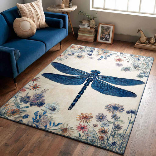 Ivory Dragonfly Area Rug NCU0NXD1539