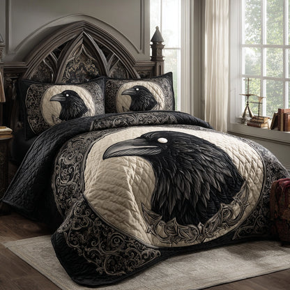 Ivory Raven 3-Piece Quilted Bedding Set NCU0PVL892