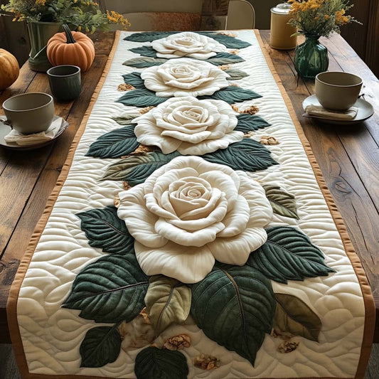 Ivory Roses Quilted Table Runner NCU0NXD277