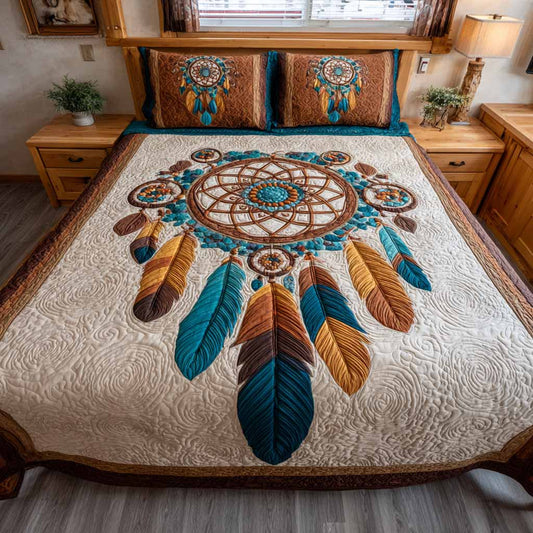 Ivory Sky Dreamcatcher 3-Piece Quilted Bedding Set NCU0NXD1621