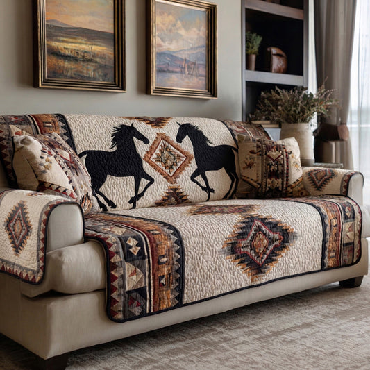Ivory Western Crest Quilted Sofa Cover NCU0LDH770