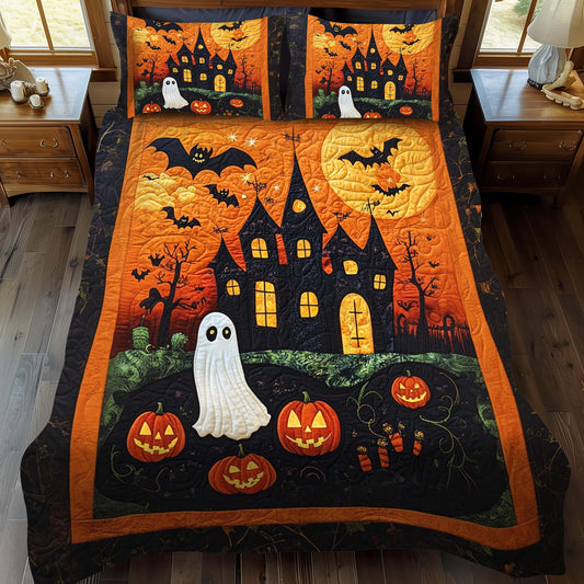 Jack O Lantern 3-Piece Quilted Bedding Set NCU0NT606