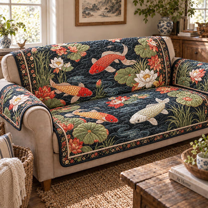 Japanese Koi Elegance Quilted Sofa Cover NCU0DV2461