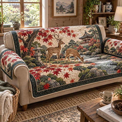 Japanese Maple Deer Quilted Sofa Cover NCU0DV2459