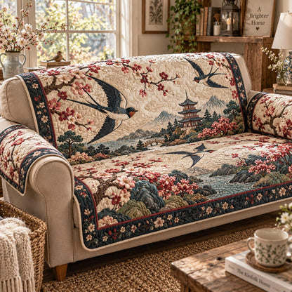 Japanese Swallow Quilted Sofa Cover NCU0DV2460