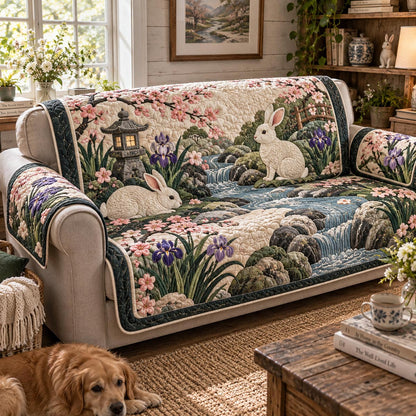 Japanese Usagi Quilted Sofa Cover NCU0DV2455