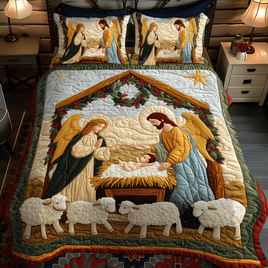 Jesus Christmas 3-Piece Quilted Bedding Set NCU0PD761