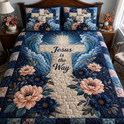 Jesus Is The Way 3-Piece Quilted Bedding Set NCU0PTT3387