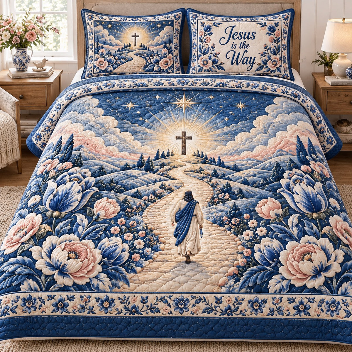 Jesus Is The Way Quilted Bedding Set V2 NCU0NTD2379