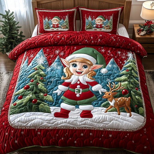 Jingle Bell Elf Quilted Bedding Set NCU0DV1783