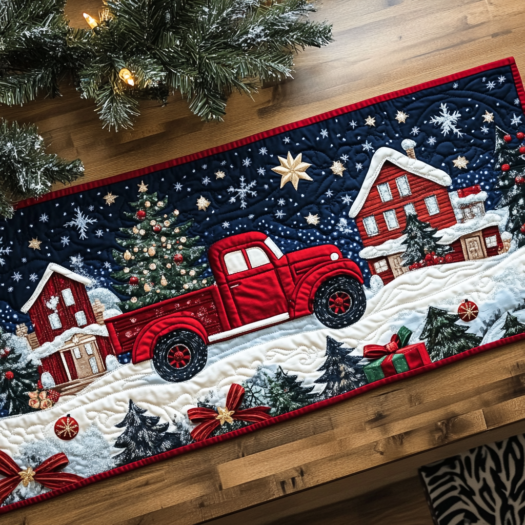 Jingle Bell Joy Quilted Table Runner NCU0DK1213