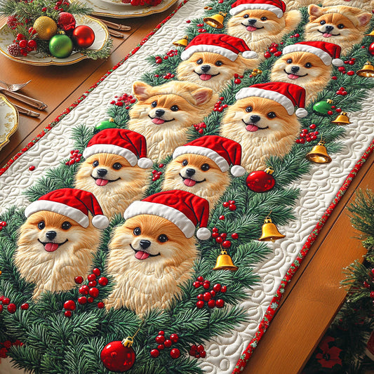 Jingle Pom Quilted Table Runner NCU0NTD555