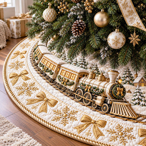 Jingle Rails Christmas Quilted Tree Skirt NCU0NTD2262