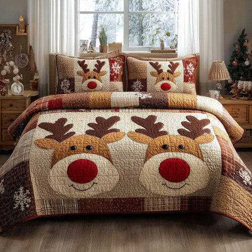 Jingle Reindeer 3-Piece Quilted Bedding Set NCU0DV1014
