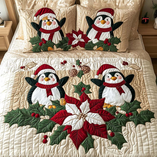 Jolly Penguins 3-Piece Quilted Bedding Set NCU0NNT132