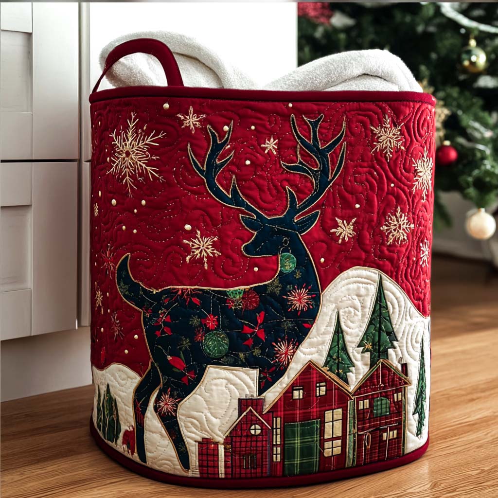 Jolly Antlers Quilted Laundry Basket NCU0PTT1534