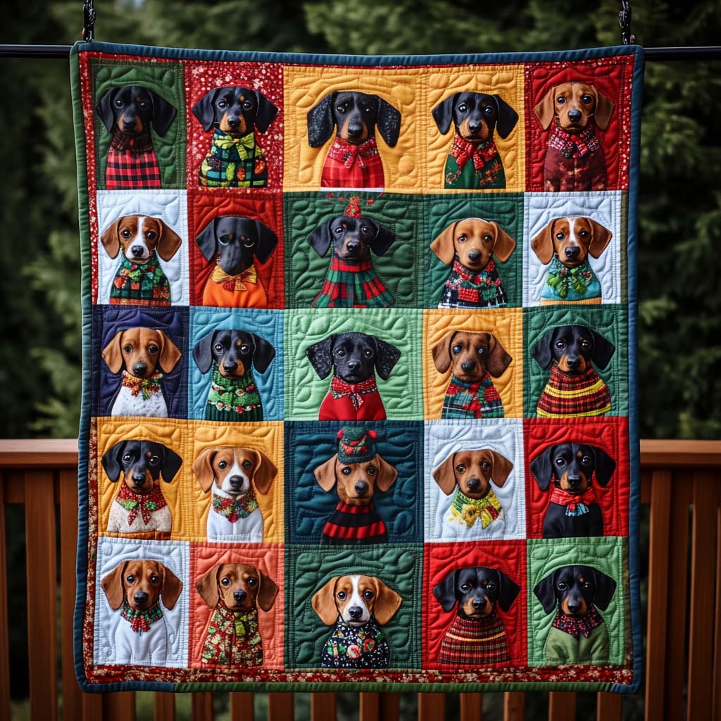 Jolly Dachshund Quilted Blanket NCU0NT1634