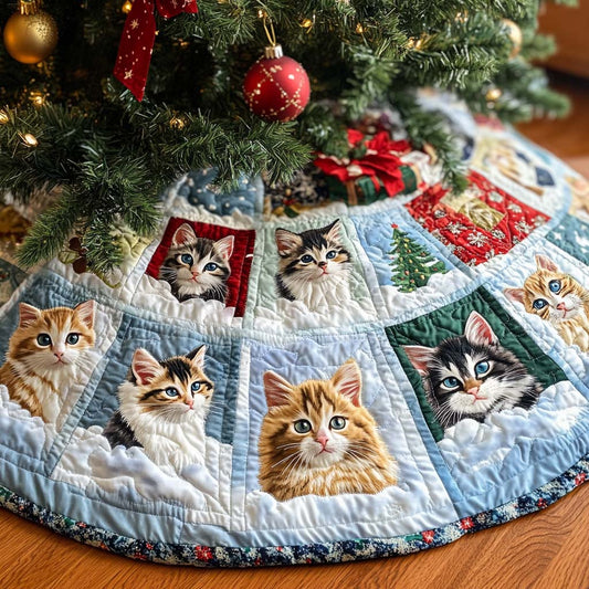 Jolly Feline Christmas Quilted Tree Skirt NCU0NNT2225