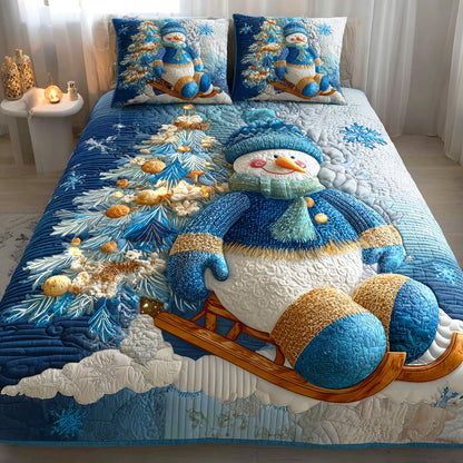 Snowmen Wonderland 3-Piece Quilted Bedding Set NCU0QN050