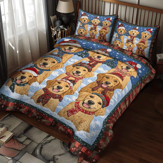 Jolly Golden Paws 3-Piece Quilted Bedding Set NCU0TH1627