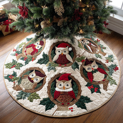 Jolly Owl Glow Christmas Quilted Tree Skirt NCU0NTD1080
