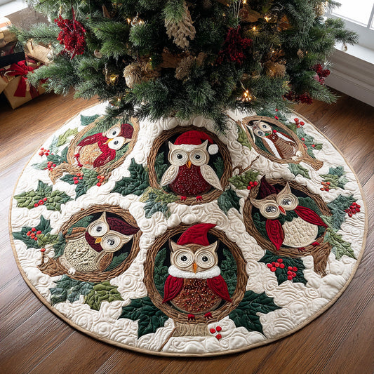 Jolly Owl Glow Christmas Quilted Tree Skirt NCU0NTD1080