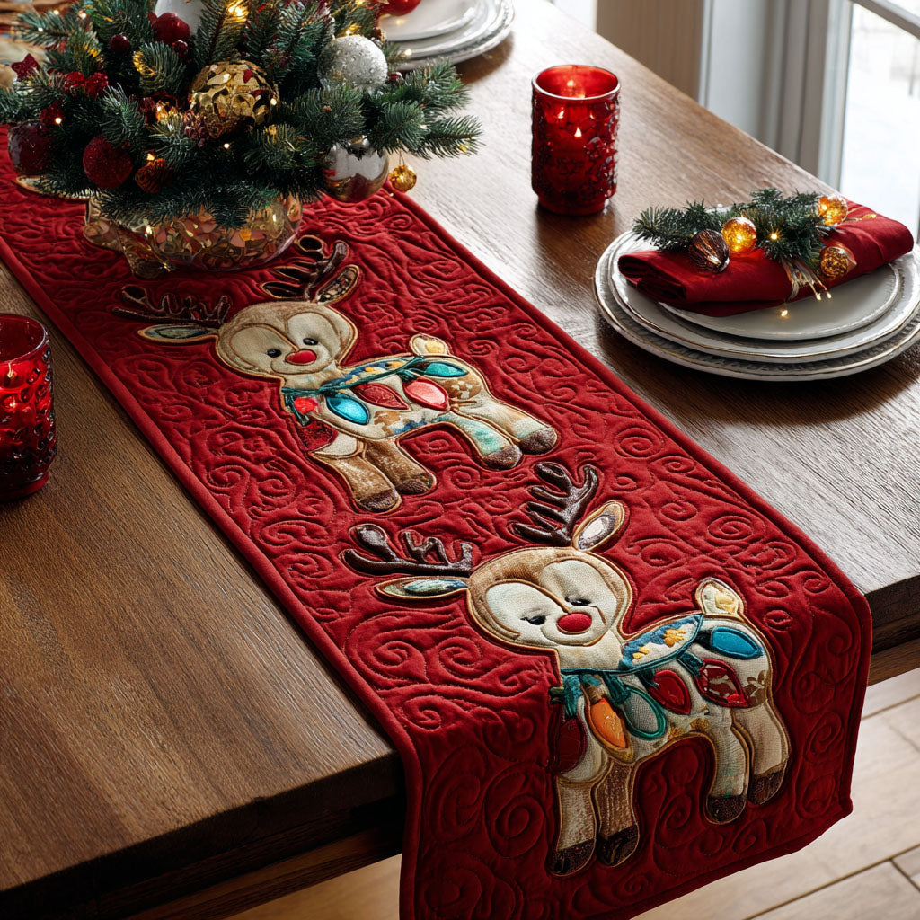 Jolly Reindeer Quilted Table Runner NCU0PTT1399