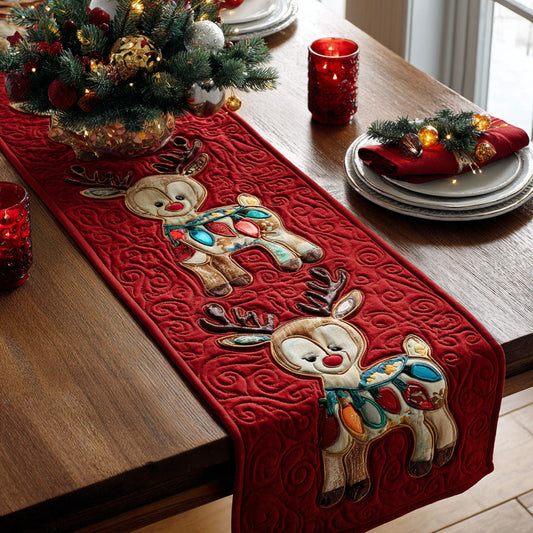 Jolly Reindeer Quilted Table Runner NCU0PTT1399