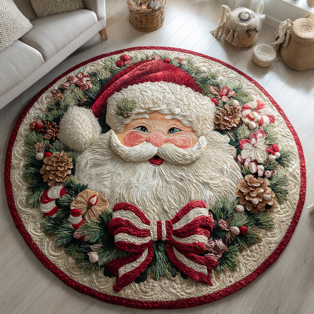 Jolly Santa Claus Quilted Round Mat NCU0HNH625