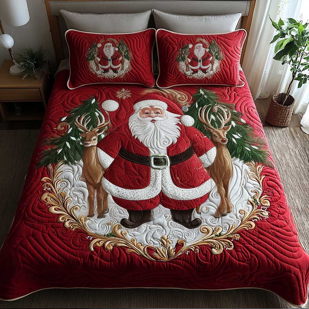 Jolly Santa Comfort 3-Piece Quilted Bedding Set NCU0HT168