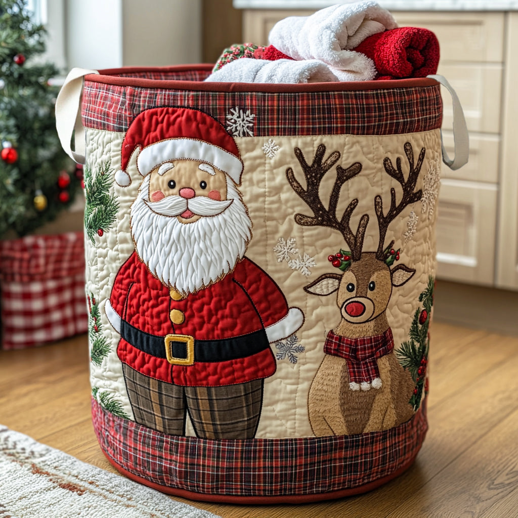 Jolly Santa Quilted Laundry Basket NCU0NNL104