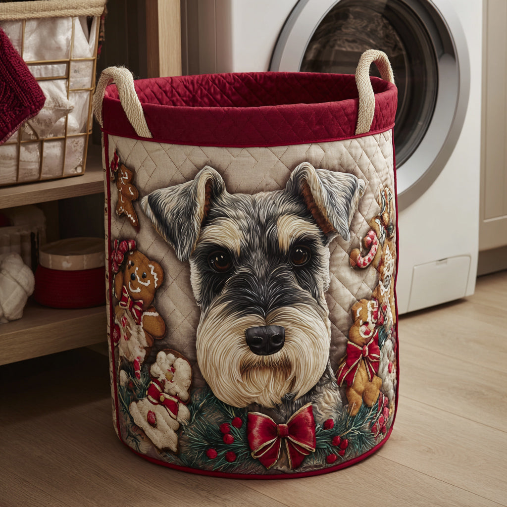 Jolly Schnauzer Dog Quilted Laundry Basket NCU0HNH532