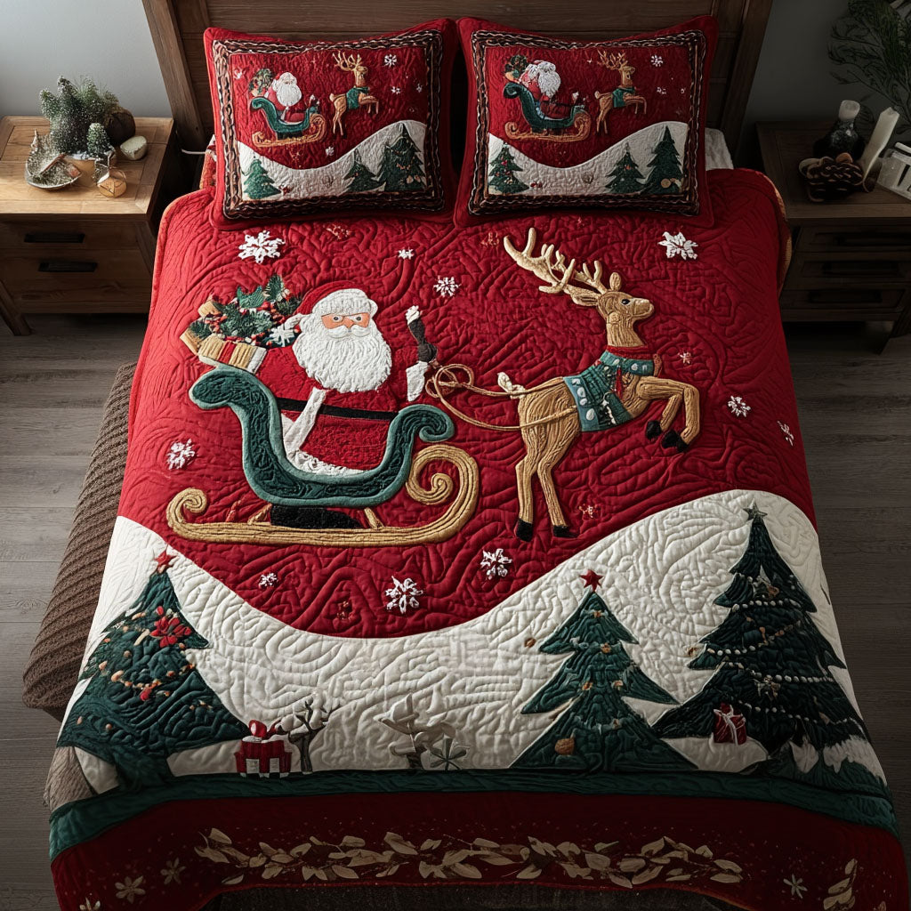 Jolly Sleigh Adventure 3-Piece Quilted Bedding Set NCU0PTT1864