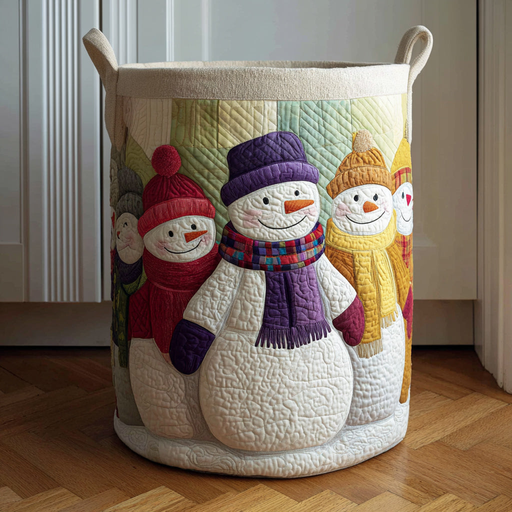 Jolly Snowman Family Quilted Laundry Basket NCU0HNH657 – Quiltnest