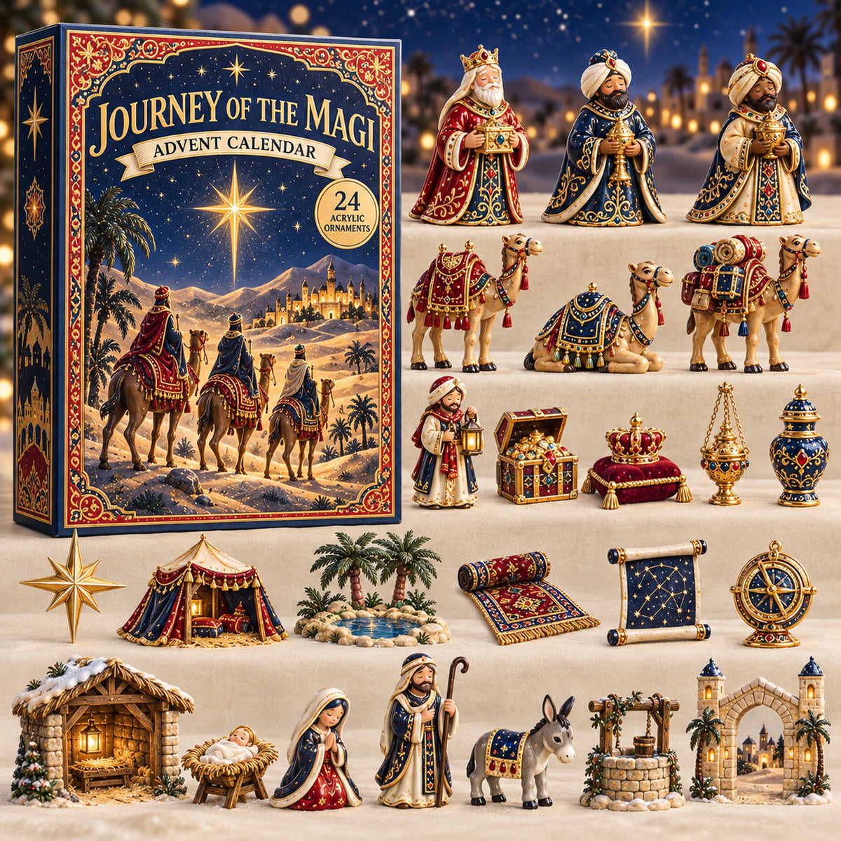 CHRISTMAS KICKOFF 40% OFF - Journey Of The Magi Advent Calendar 2026 - 24-Day Festive Countdown, Acrylic Charms Blind Box - Gift For Family NCU0NTD2221