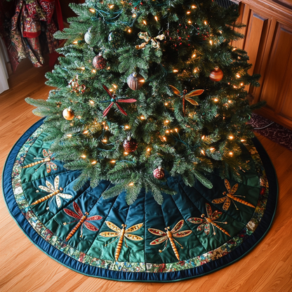 Joyful Dragonfly Christmas Quilted Tree Skirt NCU0DDK1575