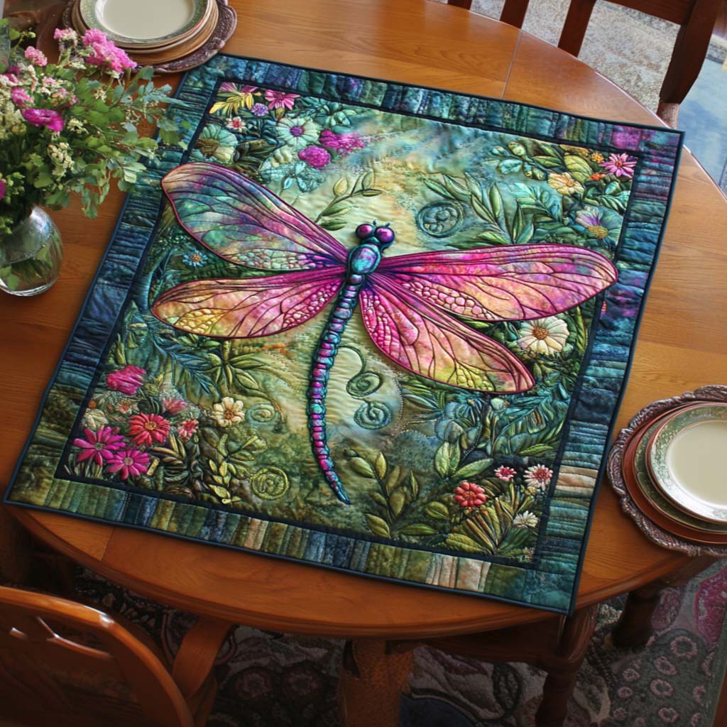 Joyful Dragonfly Trail Quilted Table Topper NCU0NNT1009