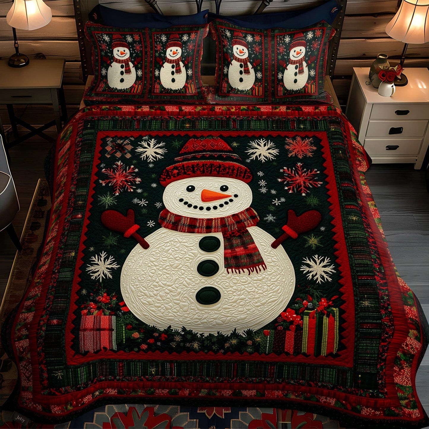 Joyful Holiday Pines 3-Piece Quilted Bedding Set NCU0PT2113