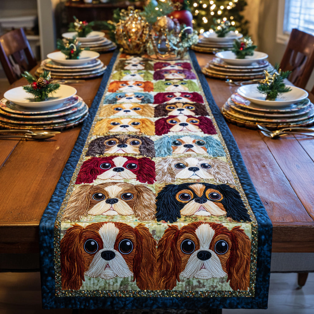 Joyful King Charles Quilted Table Runner NCU0HNH549